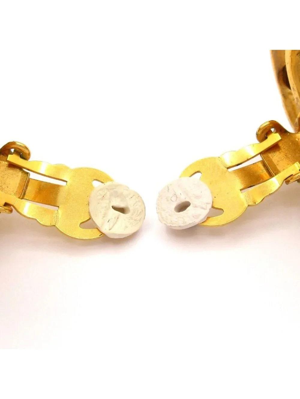 Chanel Earrings Gold Clear CC Logo